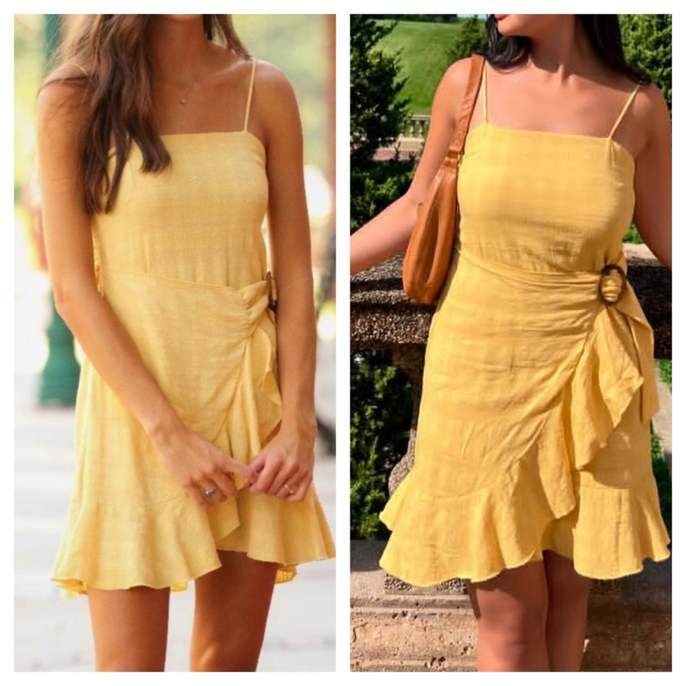 American Eagle faux wrap dress Pale Yellow Size XL - Picture 1 of 9
